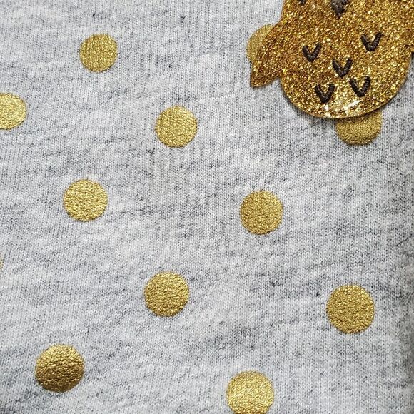 Carter's Baby Girls Grey & Gold Glitter Polka Dot Owl Sweatshirt Size 6m - Picture 5 of 6